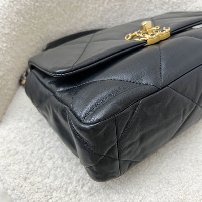 Chanel 19 Small Flap in Black Goatskin and 3-tone HW