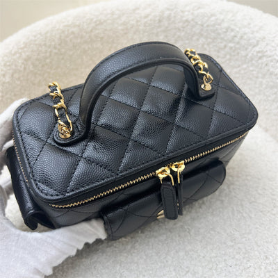 Chanel Multi Pocket Vanity Case Bag Black Caviar and LGHW