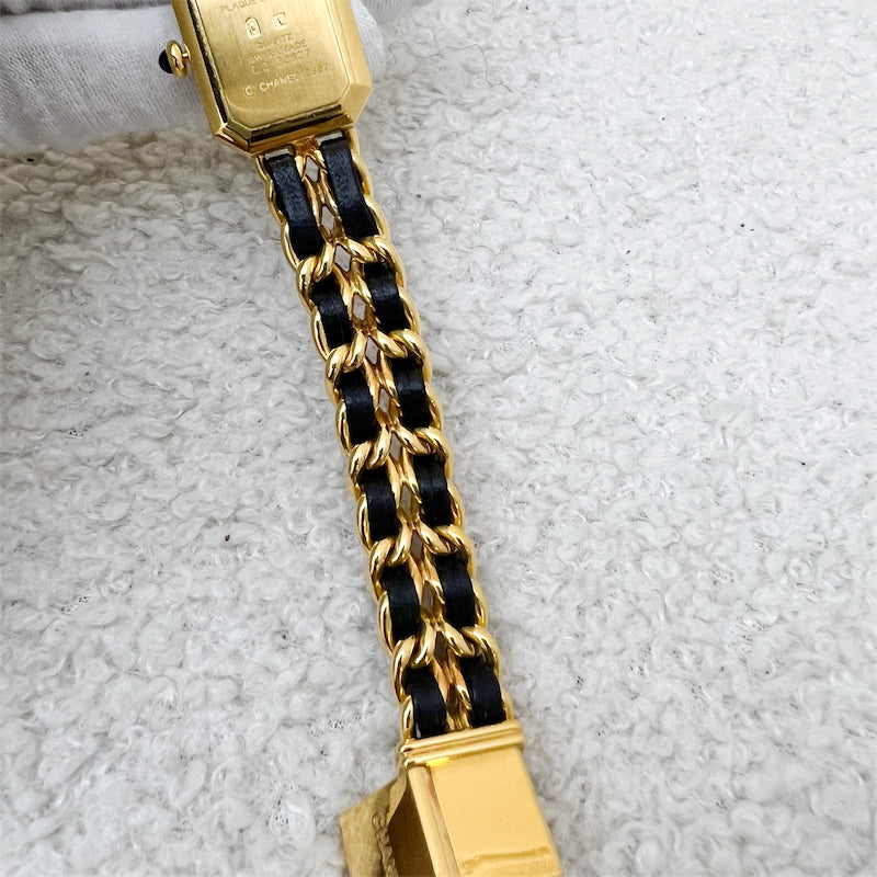 Chanel Vintage Premiere Watch in 24K GHW and Black Leather Size XL