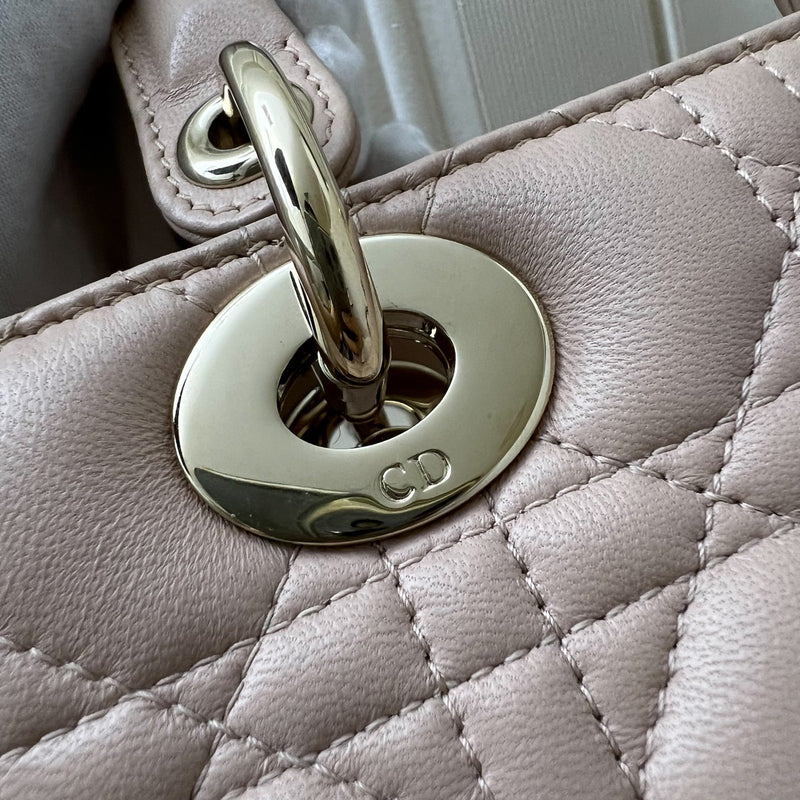 Dior Medium Lady Dior in Rose Beige Lambskin and LGHW (New Version with Adjustable Strap)