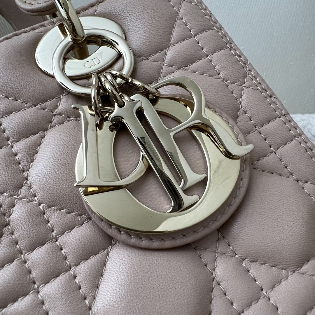 Dior Medium Lady Dior in Rose Beige Lambskin and LGHW (New Dior Medium Lady Dior in Rose Beige Lambskin and LGHW (New