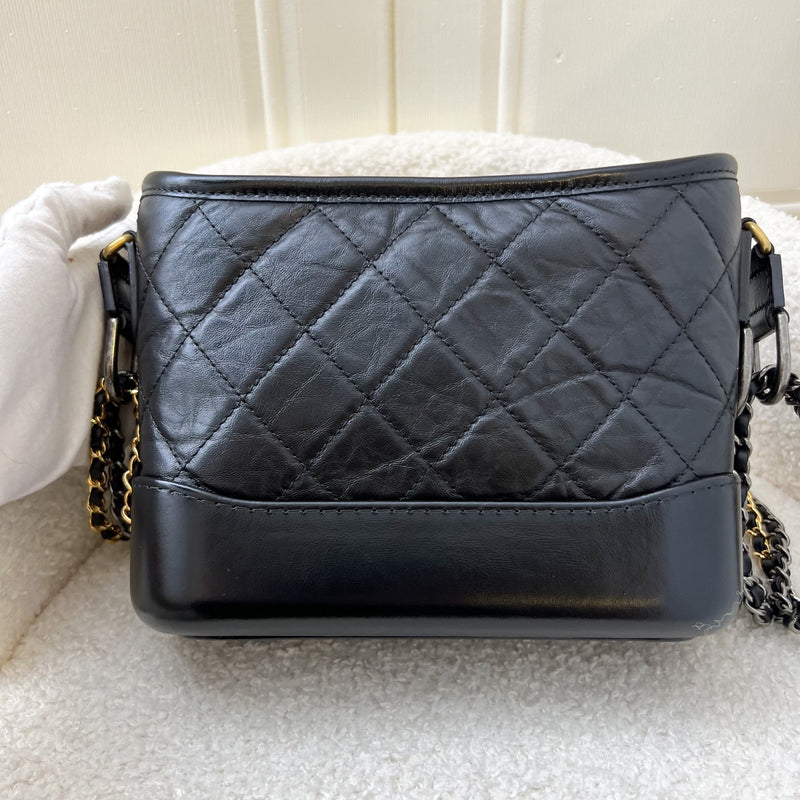 Chanel Small Gabrielle Hobo in Black Distressed Calfskin and 3 tone HW