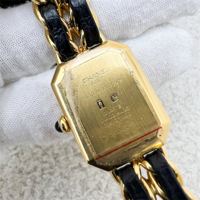 Chanel Vintage Premiere Watch in 24K GHW and Black Leather Size S