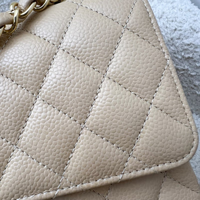 Chanel Medium Classic Flap CF in Beige Caviar and GHW (Model: A01112)