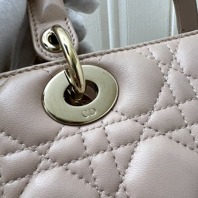 Dior Medium Lady Dior in Rose Beige Lambskin and LGHW (New Version with Adjustable Strap)