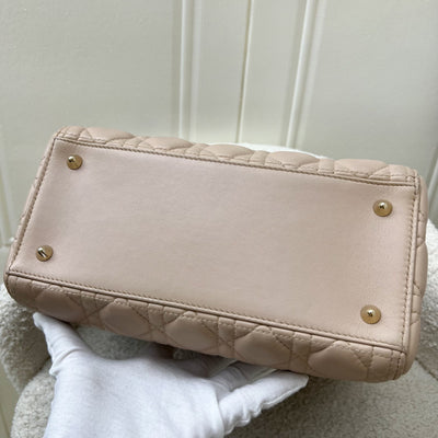 Dior Medium Lady Dior in Rose Beige Lambskin and LGHW (New Version with Adjustable Strap)