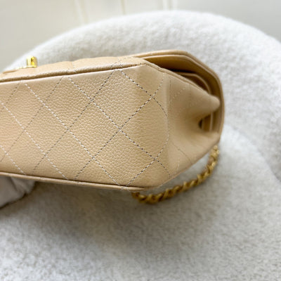 Chanel Medium Classic Flap CF in Beige Caviar and GHW (Model: A01112)