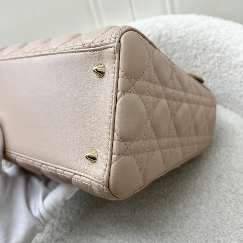 Dior Medium Lady Dior in Rose Beige Lambskin and LGHW (New Version with Adjustable Strap)