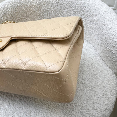 Chanel Medium Classic Flap CF in Beige Caviar and GHW (Model: A01112)