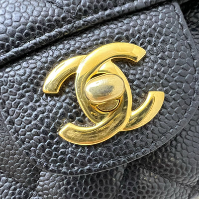 Chanel Medium Classic Flap CF in Black Caviar and GHW (Model: A01112)