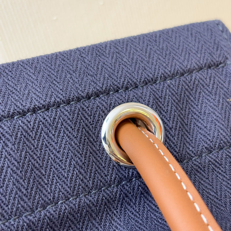 Hermes Aline Grooming Bag with "Hermès Sellier Paris" Print in Bleu Indigo Canvas