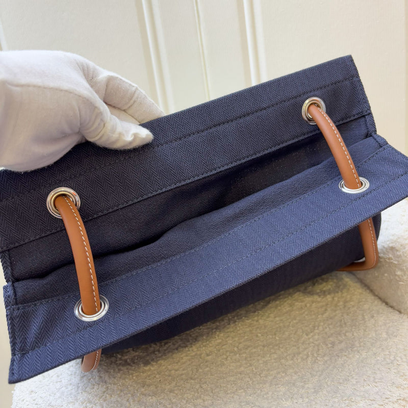 Hermes Aline Grooming Bag with "Hermès Sellier Paris" Print in Bleu Indigo Canvas