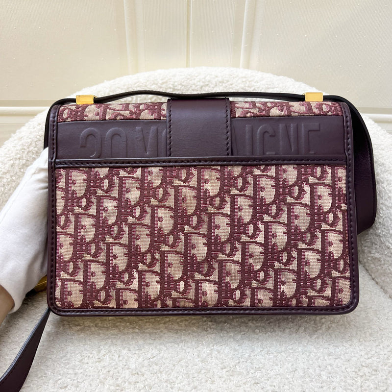 Dior 30 Montaigne Flap Bag in Burgundy Oblique Canvas and GHW (Model: M9203)