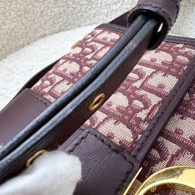 Dior 30 Montaigne Flap Bag in Burgundy Oblique Canvas and GHW (Model: M9203)