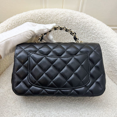 Chanel 23A Mini Rectangle Flap with Crystals Top Handle in Black Lambskin and LGHW (Model: AS4141)