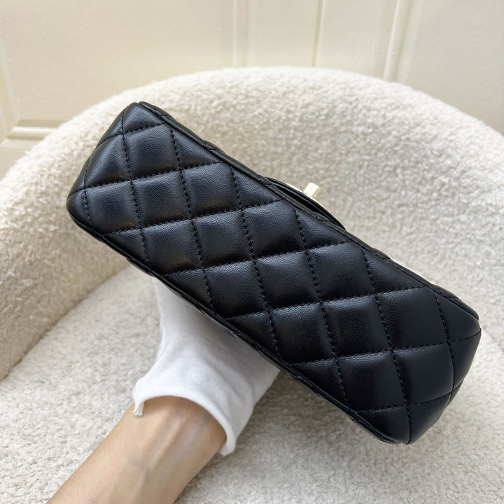 Chanel 23A Mini Rectangle Flap with Crystals Top Handle in Black