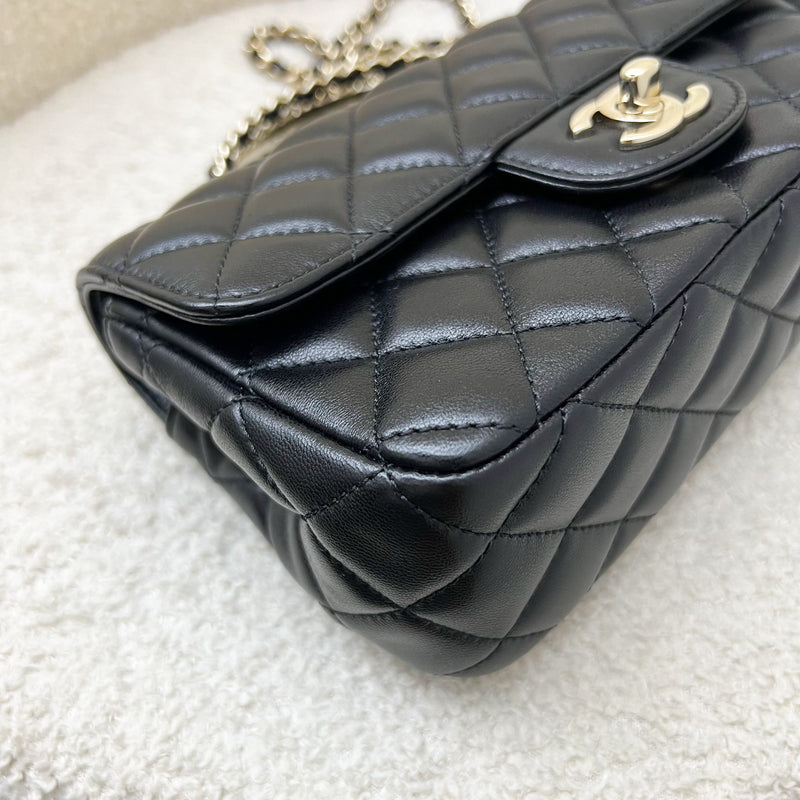 Chanel 23A Mini Rectangle Flap with Crystals Top Handle in Black Lambskin and LGHW (Model: AS4141)