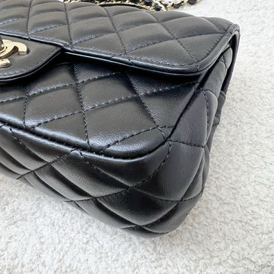 Chanel 23A Mini Rectangle Flap with Crystals Top Handle in Black Lambskin and LGHW (Model: AS4141)