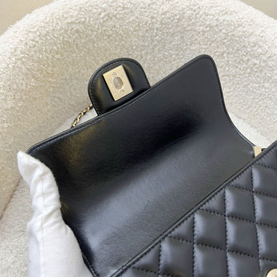 Chanel 23A Mini Rectangle Flap with Crystals Top Handle in Black Lambskin and LGHW (Model: AS4141)