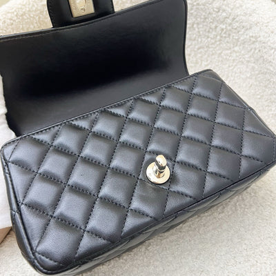 Chanel 23A Mini Rectangle Flap with Crystals Top Handle in Black Lambskin and LGHW (Model: AS4141)