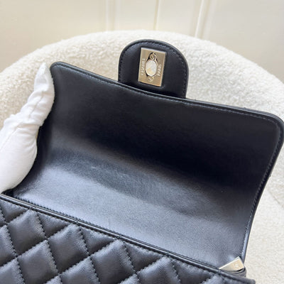 Chanel 23A Mini Rectangle Flap with Crystals Top Handle in Black Lambskin and LGHW (Model: AS4141)