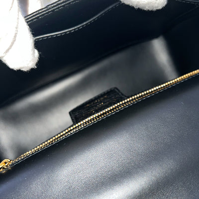 Dior Medium Caro Flap Bag in Black Grained Calfskin and GHW (Model: M9242UWHC)