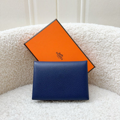 Hermes Calvi Duo in Bleu Navy Epsom Leather and PHW