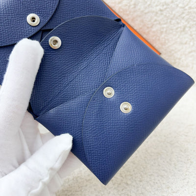 Hermes Calvi Duo in Bleu Navy Epsom Leather and PHW