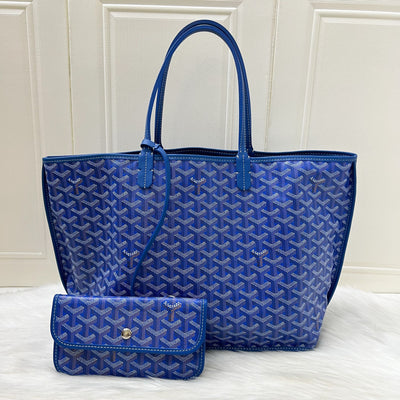 Goyard Anjou PM Reversible Tote Bag in Blue Goyardine Canvas and Leather