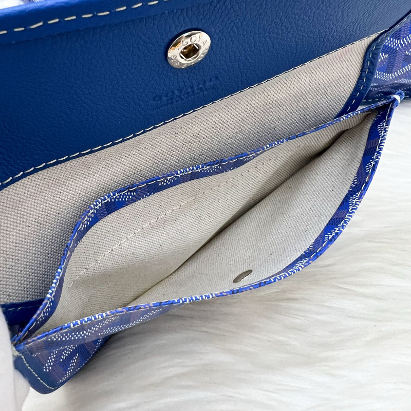 Goyard Anjou PM Reversible Tote Bag in Blue Goyardine Canvas and Leather