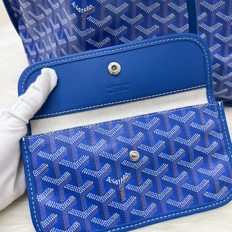 Goyard Anjou PM Reversible Tote Bag in Blue Goyardine Canvas and Leather