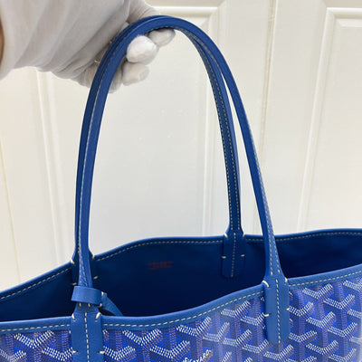 Goyard Anjou PM Reversible Tote Bag in Blue Goyardine Canvas and Leather