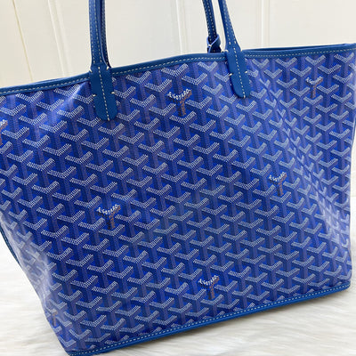 Goyard Anjou PM Reversible Tote Bag in Blue Goyardine Canvas and Leather