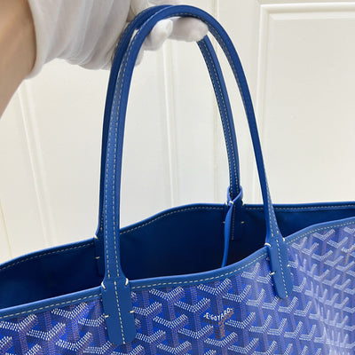 Goyard Anjou PM Reversible Tote Bag in Blue Goyardine Canvas and Leather