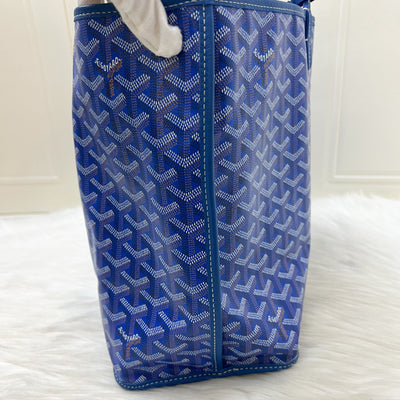 Goyard Anjou PM Reversible Tote Bag in Blue Goyardine Canvas and Leather