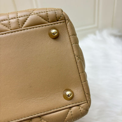 Dior Large Lady Dior in Milk Tea Beige Lambskin and GHW