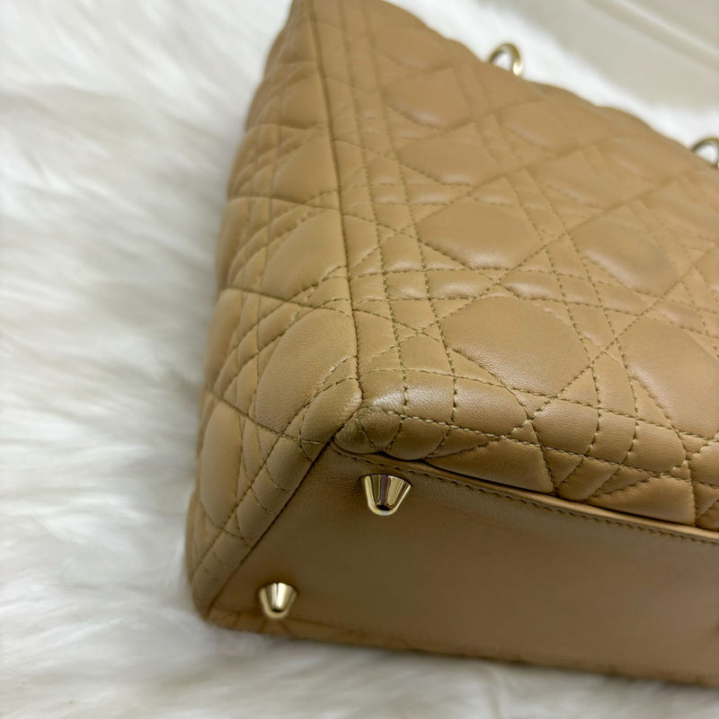 Dior Large Lady Dior in Milk Tea Beige Lambskin and GHW