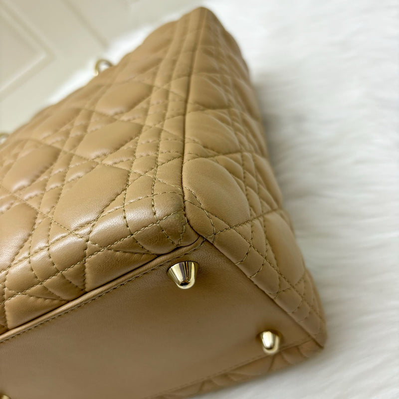 Dior Large Lady Dior in Milk Tea Beige Lambskin and GHW