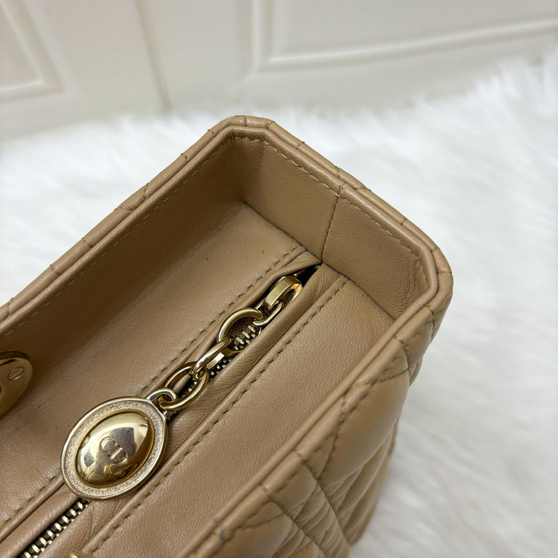 Dior Large Lady Dior in Milk Tea Beige Lambskin and GHW