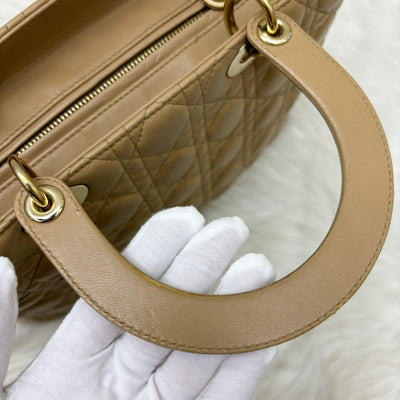 Dior Large Lady Dior in Milk Tea Beige Lambskin and GHW