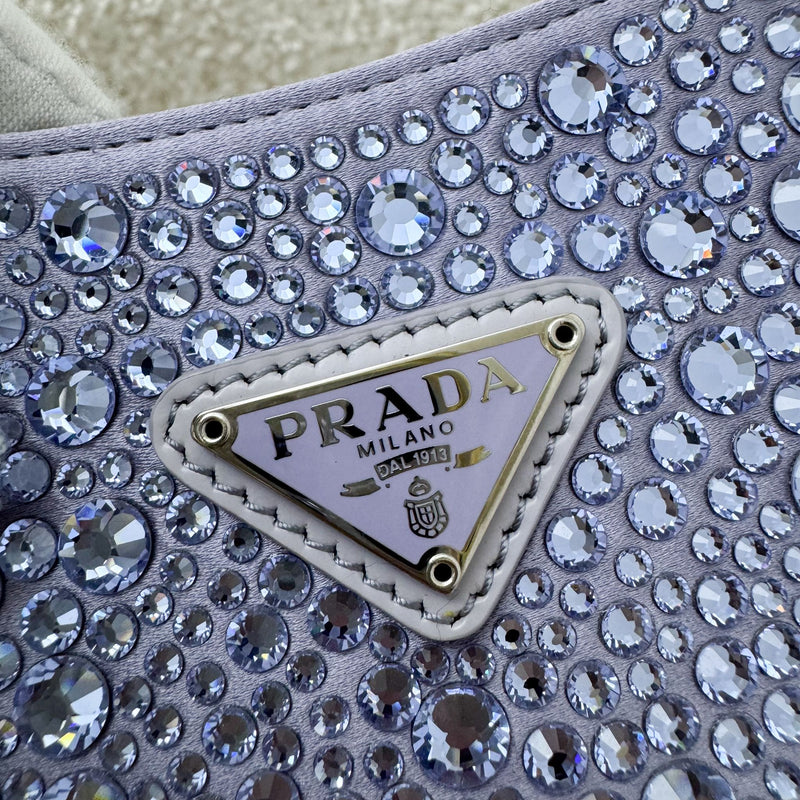 Prada Cleo Bag in Light Purple Satin with Crystals