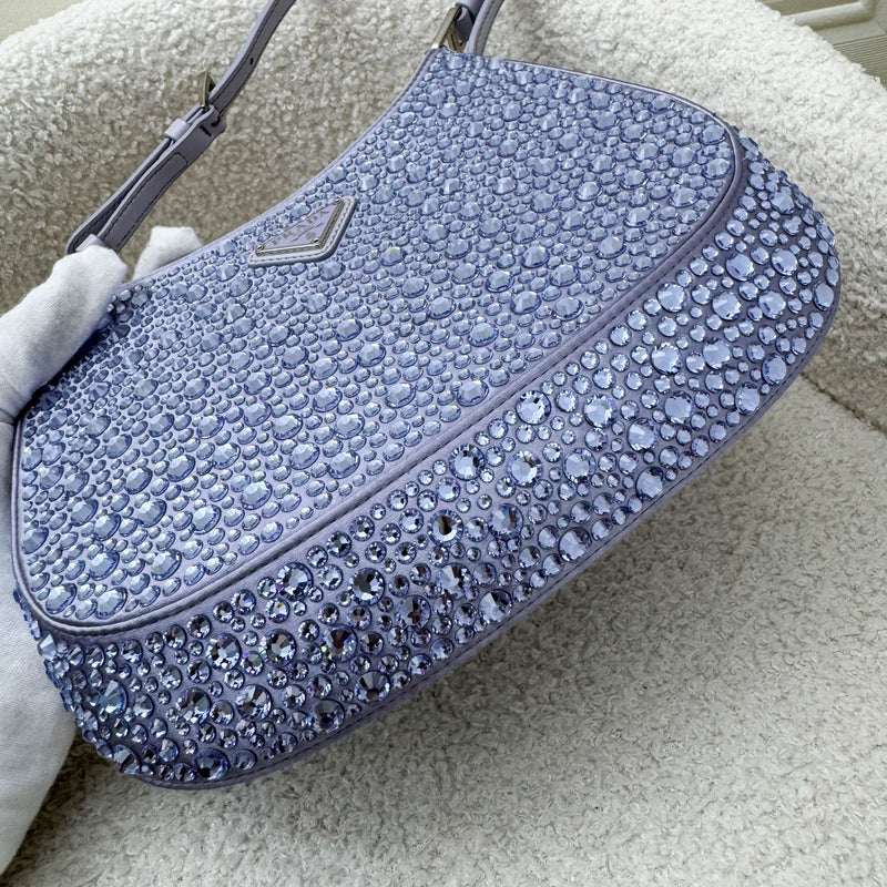 Prada Cleo Bag in Light Purple Satin with Crystals