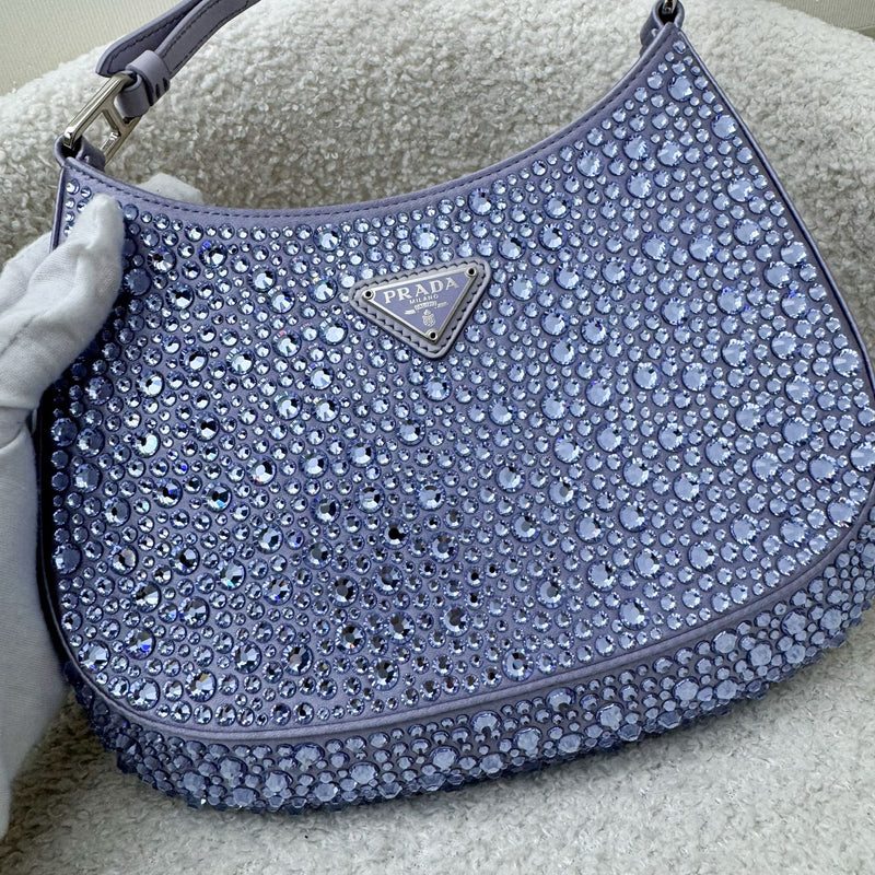 Prada Cleo Bag in Light Purple Satin with Crystals