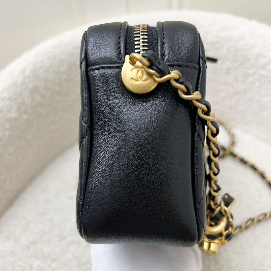 Chanel 22S Pearl Crush Camera Bag in Black Lambskin AGHW – Brands