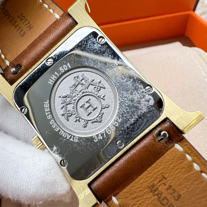 Hermes Heure H MM Watch in 18K Gold Plated Case and Natural  display picture 3