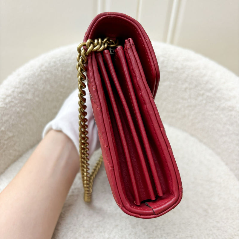 Gucci Marmont Wallet on Chain WOC in Red Calfskin AGHW