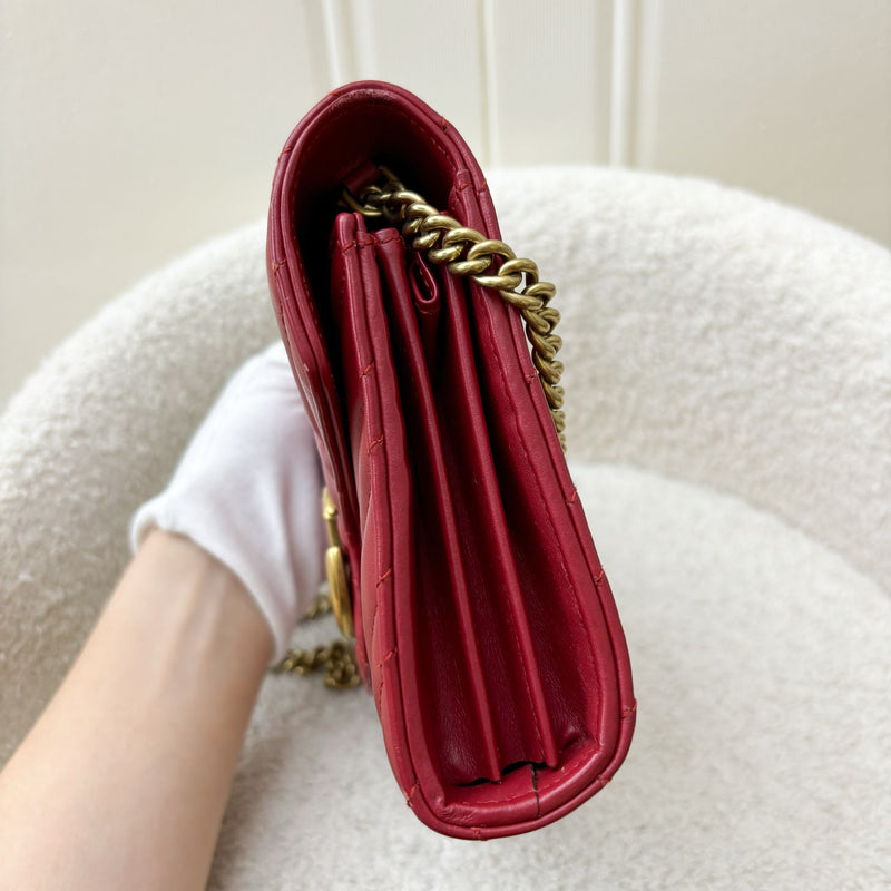 Gucci Marmont Wallet on Chain WOC in Red Calfskin AGHW