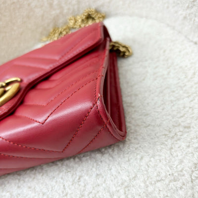 Gucci Marmont Wallet on Chain WOC in Red Calfskin AGHW