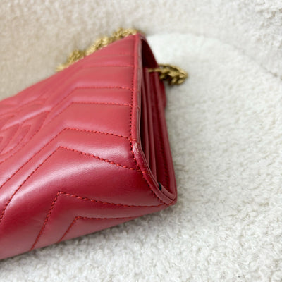 Gucci Marmont Wallet on Chain WOC in Red Calfskin AGHW