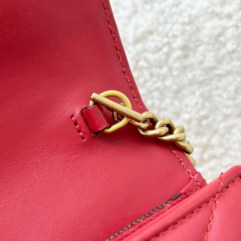 Gucci Marmont Wallet on Chain WOC in Red Calfskin AGHW